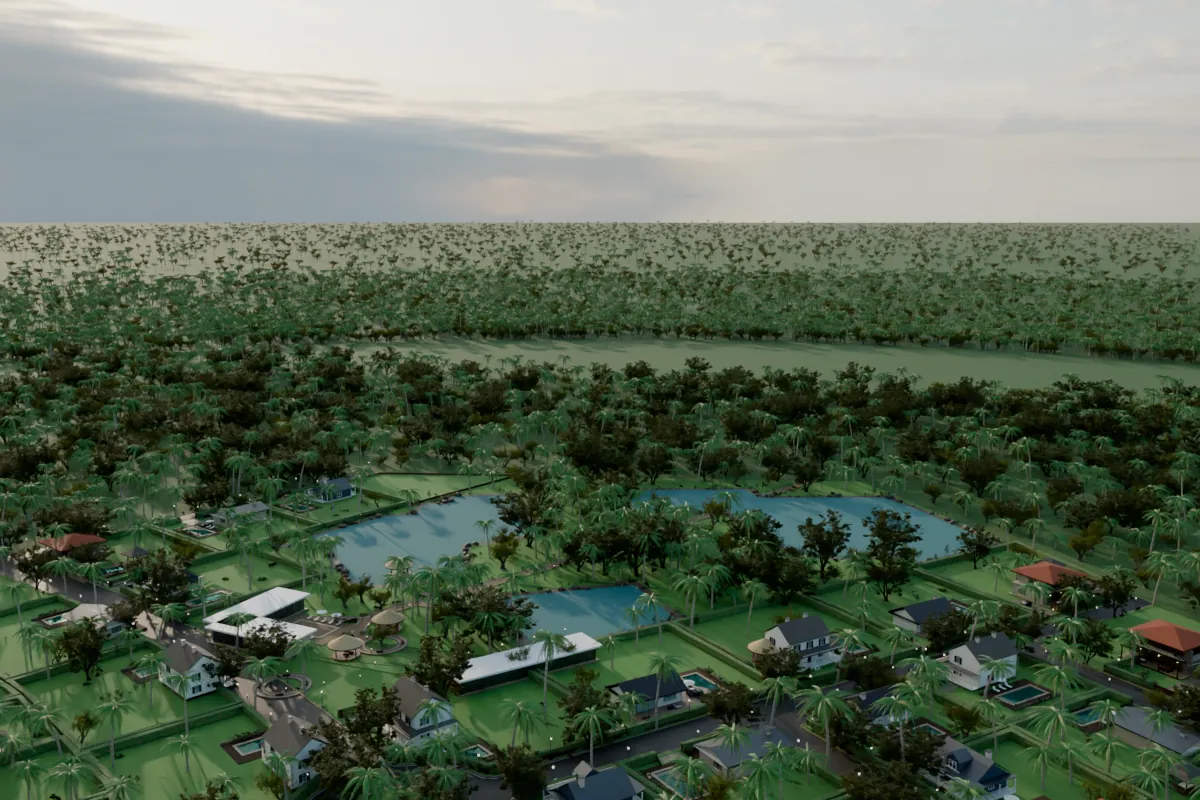 La Vista aerial: villas around three lakes